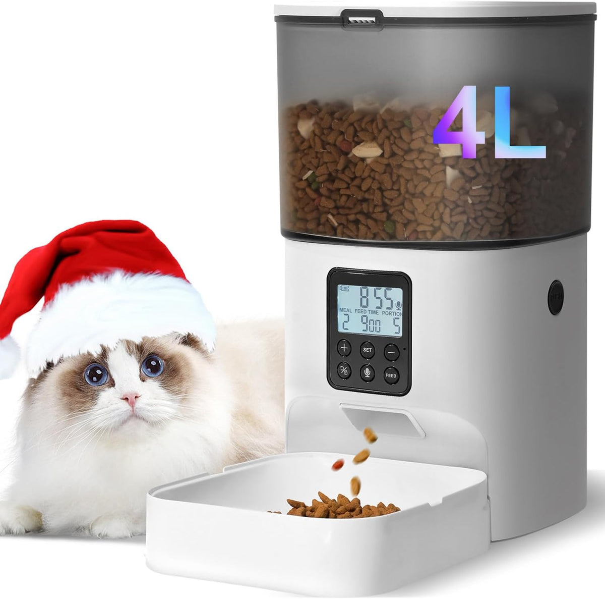 4L Automatic Pet Feeder with Voice Recorder
